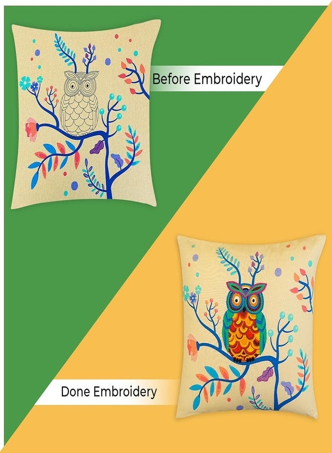 picknMAKE Cover/Pillow Cushion Craft DIY Bliss Owl Majestic with Beginners for Set Kit Embroidery Hand Cover Cushion DIY 2 of Set |16 "X16|Patterns Embroidery Printed Digitally|Included Materials All - Image 4